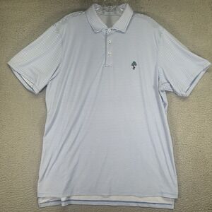 Draddy Sport Polo Shirt Mens XL Blue White Striped Golf Performance